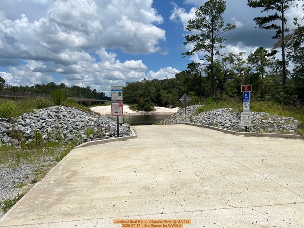 [Lakeland Boat Ramp, Alapaha River @ GA 122 2025-07-17 --Kim Tanner for WWALS]