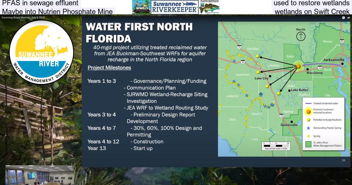 [PFAS in sewage effluent used to restore wetlands, Maybe into Nutrien Phosphate Mine wetlands on Swift Creek]