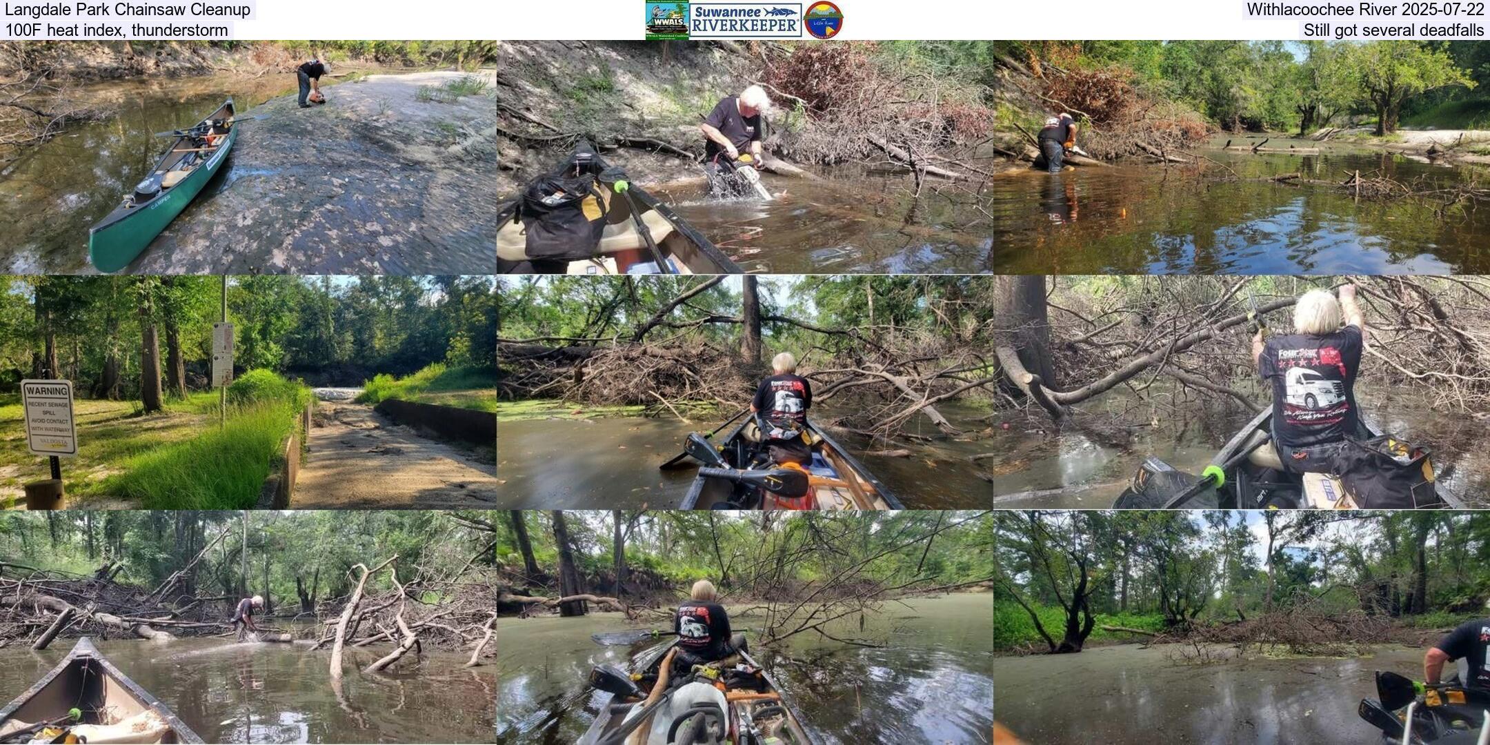 Langdale Park Chainsaw Cleanup, Withlacoochee River 2025-07-22, 100F heat index, thunderstorm, Still got several deadfalls