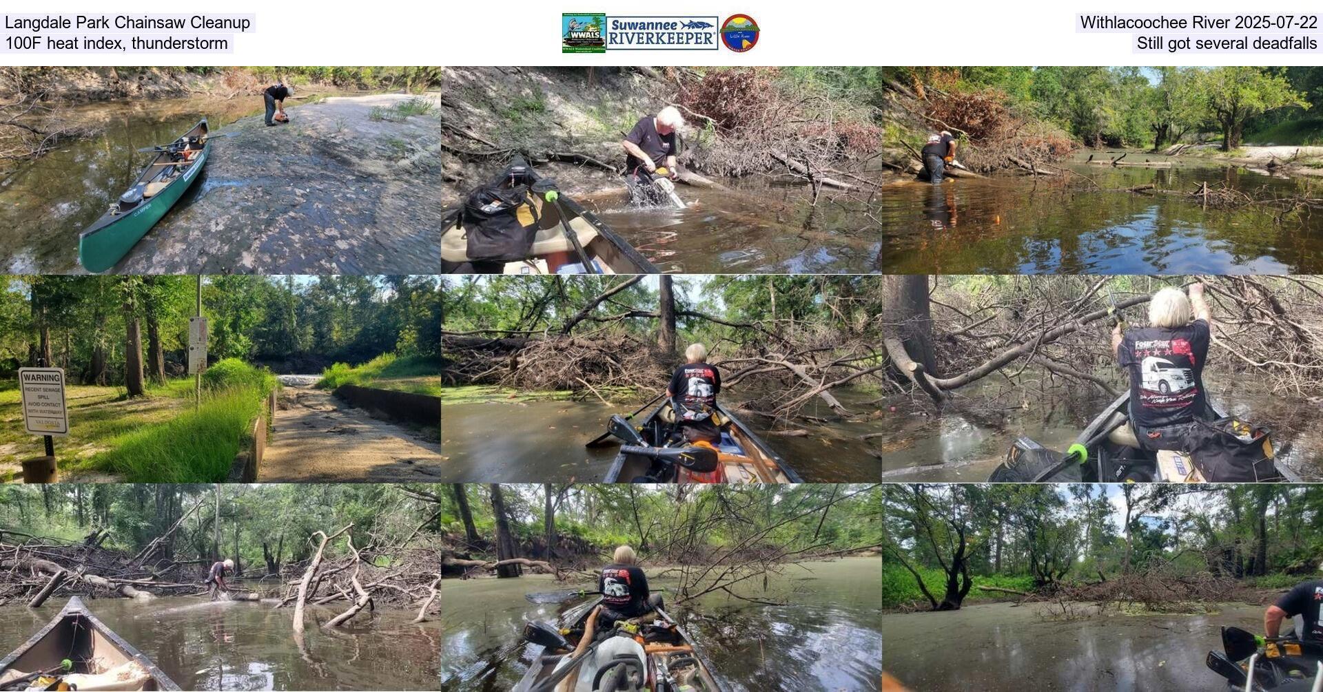 [Langdale Park Chainsaw Cleanup, Withlacoochee River 2025-07-22, 100F heat index, thunderstorm, Still got several deadfalls]
