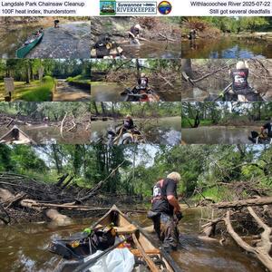[Langdale Park Chainsaw Cleanup, Withlacoochee River 2025-07-22, 100F heat index, thunderstorm, Still got several deadfalls]