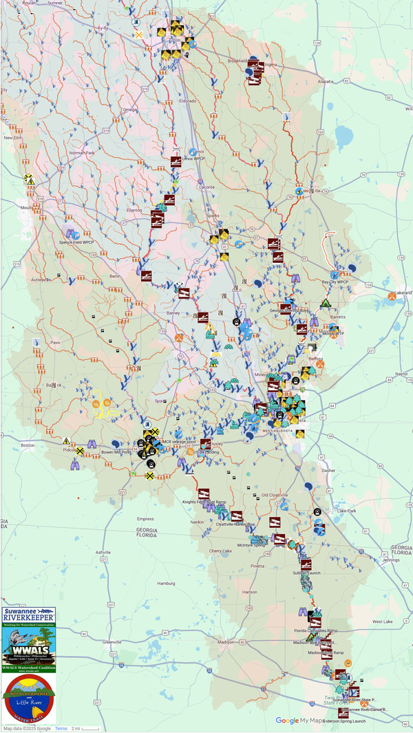 [Map: Cat Creek, Withlacoochee River, 2025-07-25 --WLRWT]