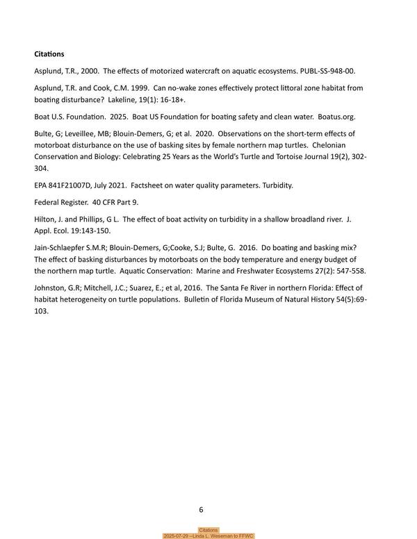 Citations, 2025-07-29 --Linda L. Weseman to FFWC