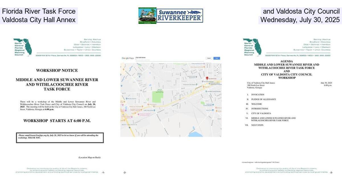 [Florida River Task Force and Valdosta City Council, Valdosta City Hall Annex, Wednesday, July 30, 2025]