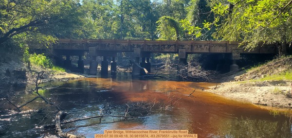 [Tyler Bridge, Withlacoochee River, Franklinville Road, 2025:07:30 09:48:18, 30.9815874, -83.2679551 --jsq for WWALS]