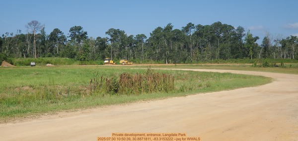 [Private development, entrance, Langdale Park, 2025:07:30 10:50:39, 30.8871811, -83.3153222 --jsq for WWALS]