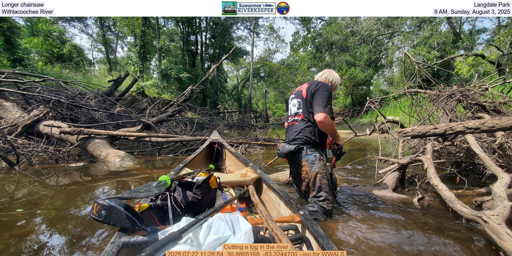 Longer chainsaw, Langdale Park, Withlacoochee River, 9 AM, Saturday, August 2, 2025