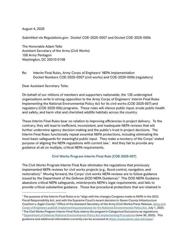 [On behalf of our millions of members and supporters nationwide]