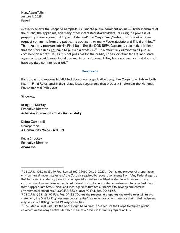 urge the Corps to withdraw both Interim Final Rules, and in their place issue regulations that properly implement the National Environmental Policy Act.