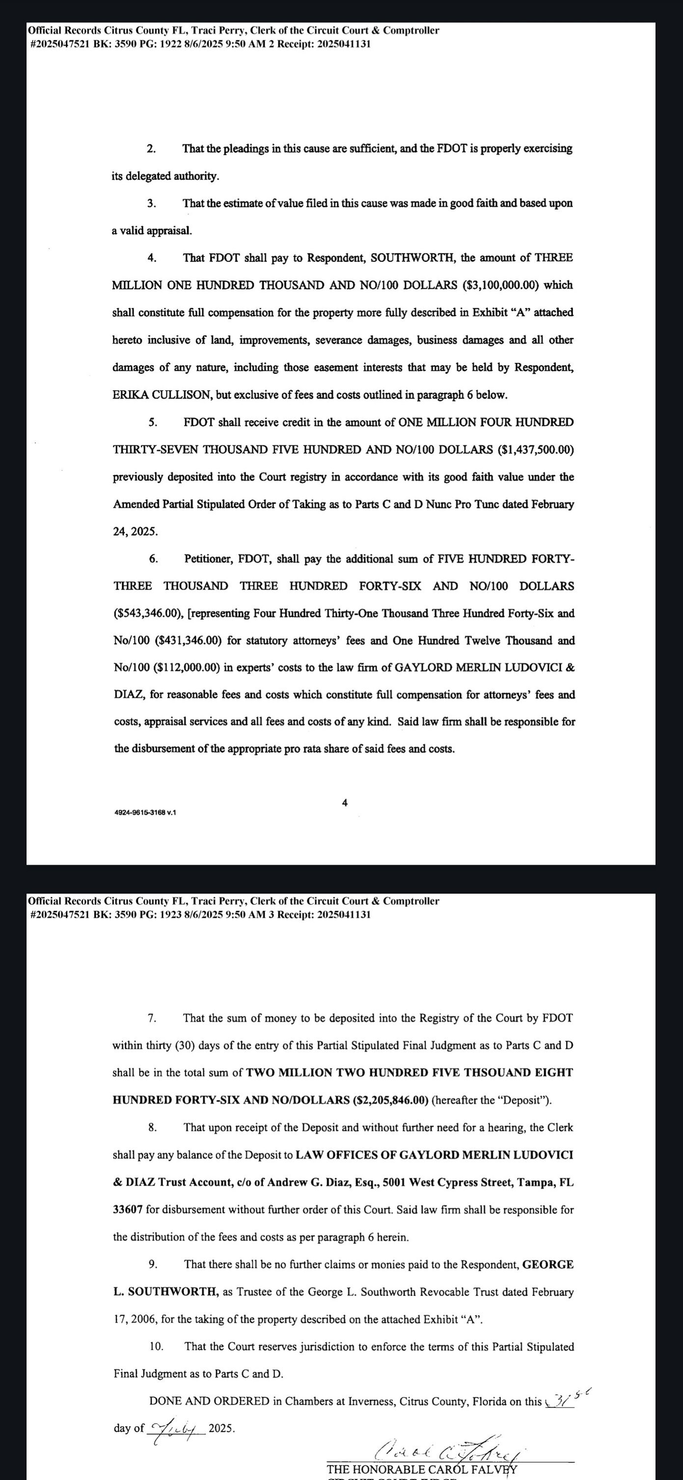 Court record 2025-08-06 --Citrus County