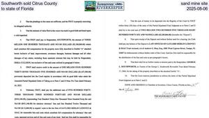 [Southworth sold Citrus County sand mine site to state of Florida, 2025-08-06]