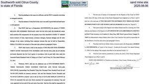 [Southworth sold Citrus County sand mine site to state of Florida, 2025-08-06]