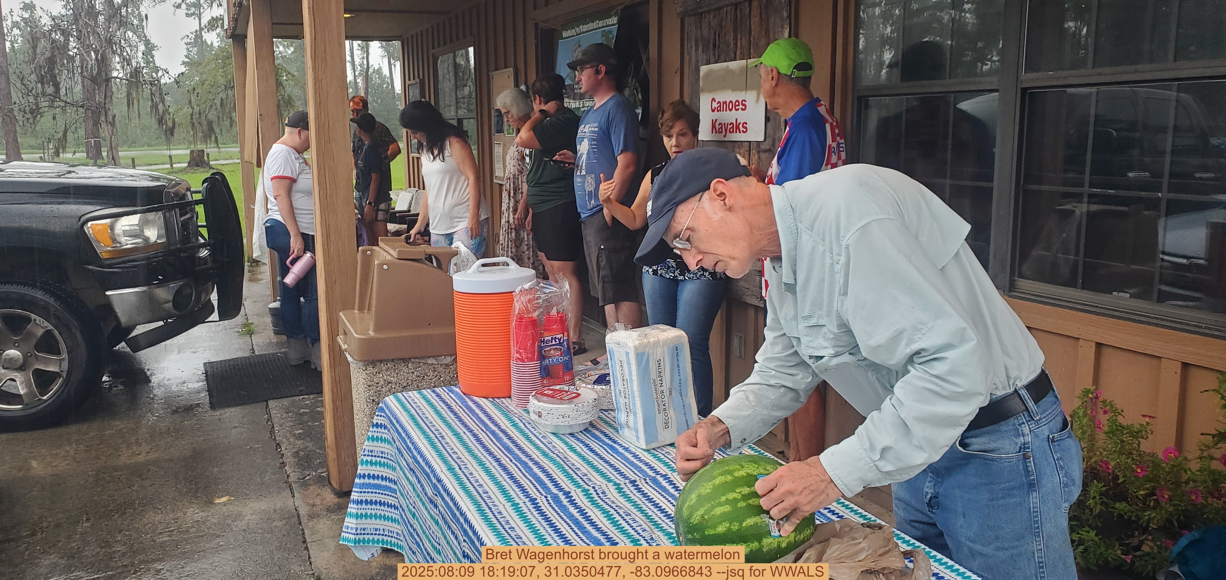 Bret Wagenhorst brought a watermelon, 2025:08:09 18:19:07, 31.0350477, -83.0966843 --jsq for WWALS