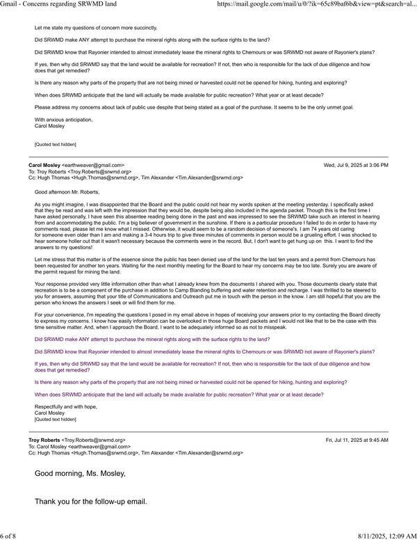 I was disappointed that the Board and the public could not hear my words spoken at the meeting yesterday. --Carol Mosley 2025-07-09