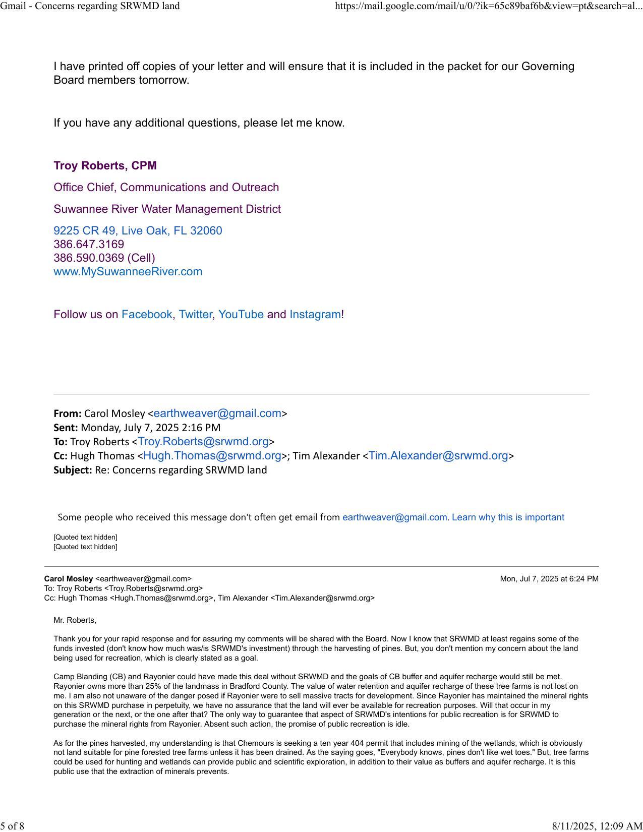 I have printed off copies of your letter and will ensure that it is included in the packet for our Governing Board members tomorrow. --Troy Roberts 2025-07-07
