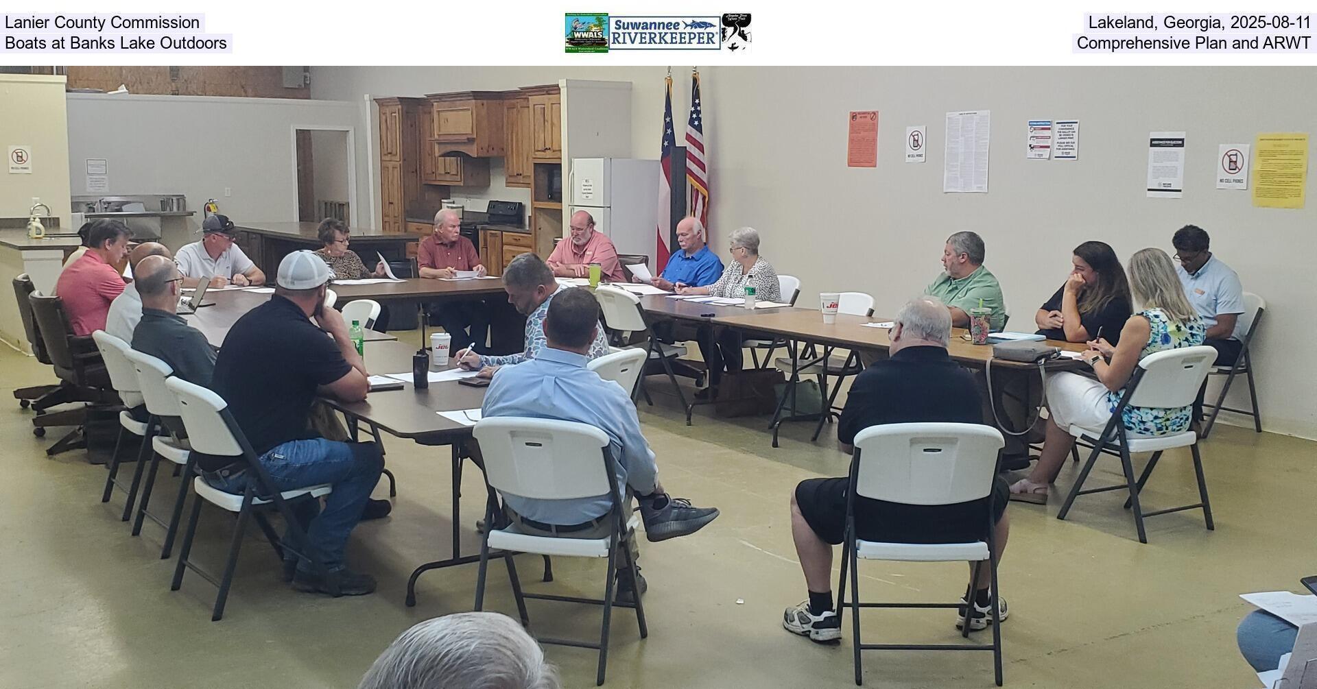 Lanier County Commission, Lakeland, Georgia, 2025-08-11, Boats at Banks Lake Outdoors, Comprehensive Plan and ARWT