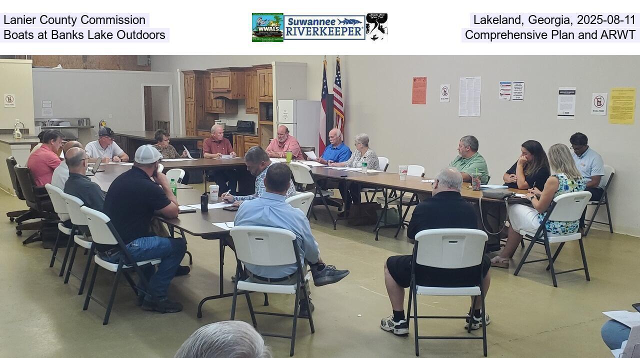 Lanier County Commission, Lakeland, Georgia, 2025-08-11, Boats at Banks Lake Outdoors, Comprehensive Plan and ARWT