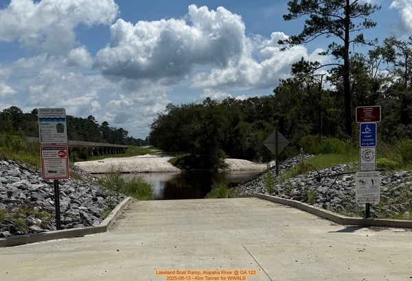 [Lakeland Boat Ramp, Alapaha River @ GA 122 2025-08-13 --Kim Tanner for WWALS]