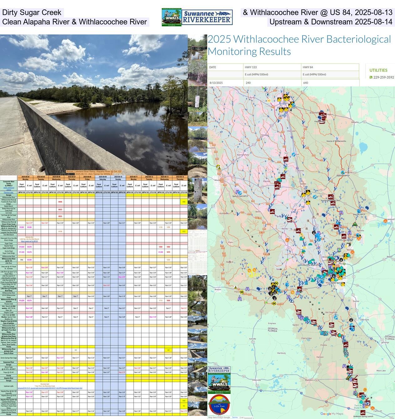 [Dirty Sugar Creek & Withlacoochee River @ US 84, 2025-08-13, Clean Alapaha River & Withlacoochee River, Upstream & Downstream 2025-08-14]