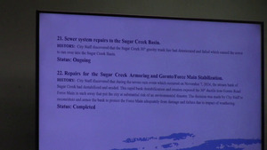 [21. Repairs to Sugar Creek Basin: City Staff discovered. 22. Repairs for Sugar Creek Armoring and Force Main Stabilization. --jsq for WWALS]
