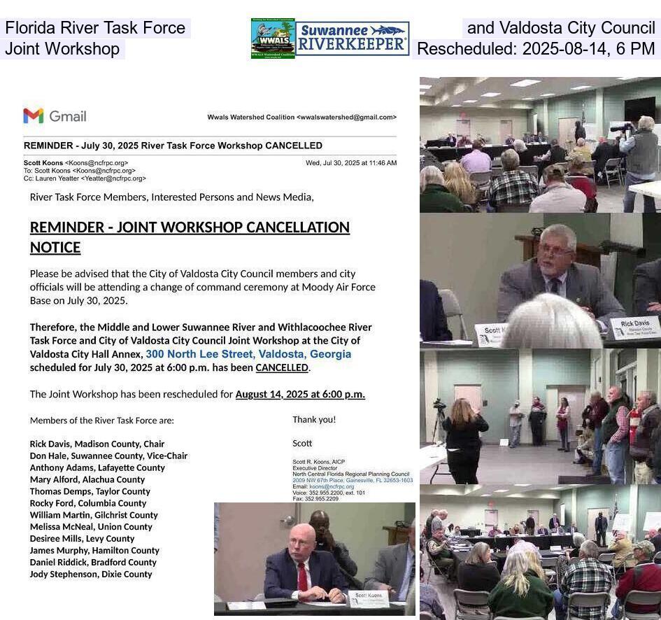 [Florida River Task Force and Valdosta City Council, Joint Workshop, Rescheduled: 2025-08-14, 6 PM]