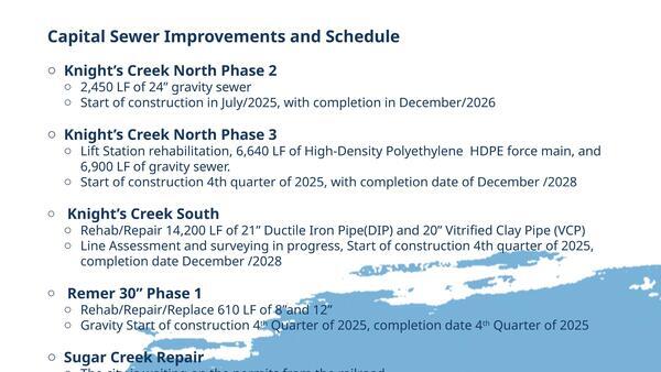[Capital Sewer Improvements and Schedule]