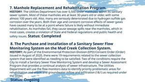 [7. Manhole Replacement and Rehabilitation Program. 8. The Purchase and installation of a Sanitary Sewer Flow Monitoring System on the Mud Creek Collection System.]