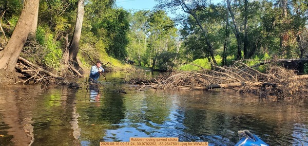Robbie moving sawed sticks, 2025:08:16 09:51:24, 30.9792252, -83.2647501 --jsq for WWALS
