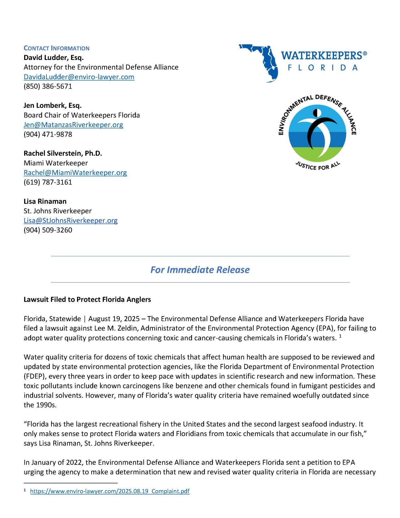 Lawsuit FIled to Protect Florida Anglers