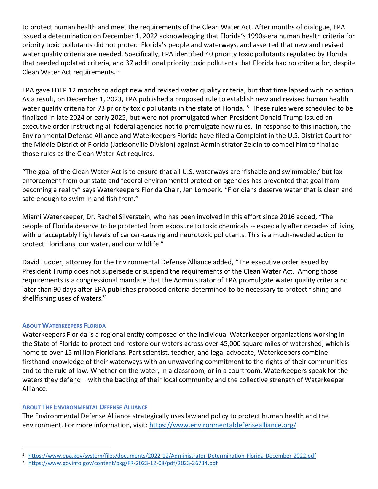 to protect human health and meet the requirements of the Clean Water Act.