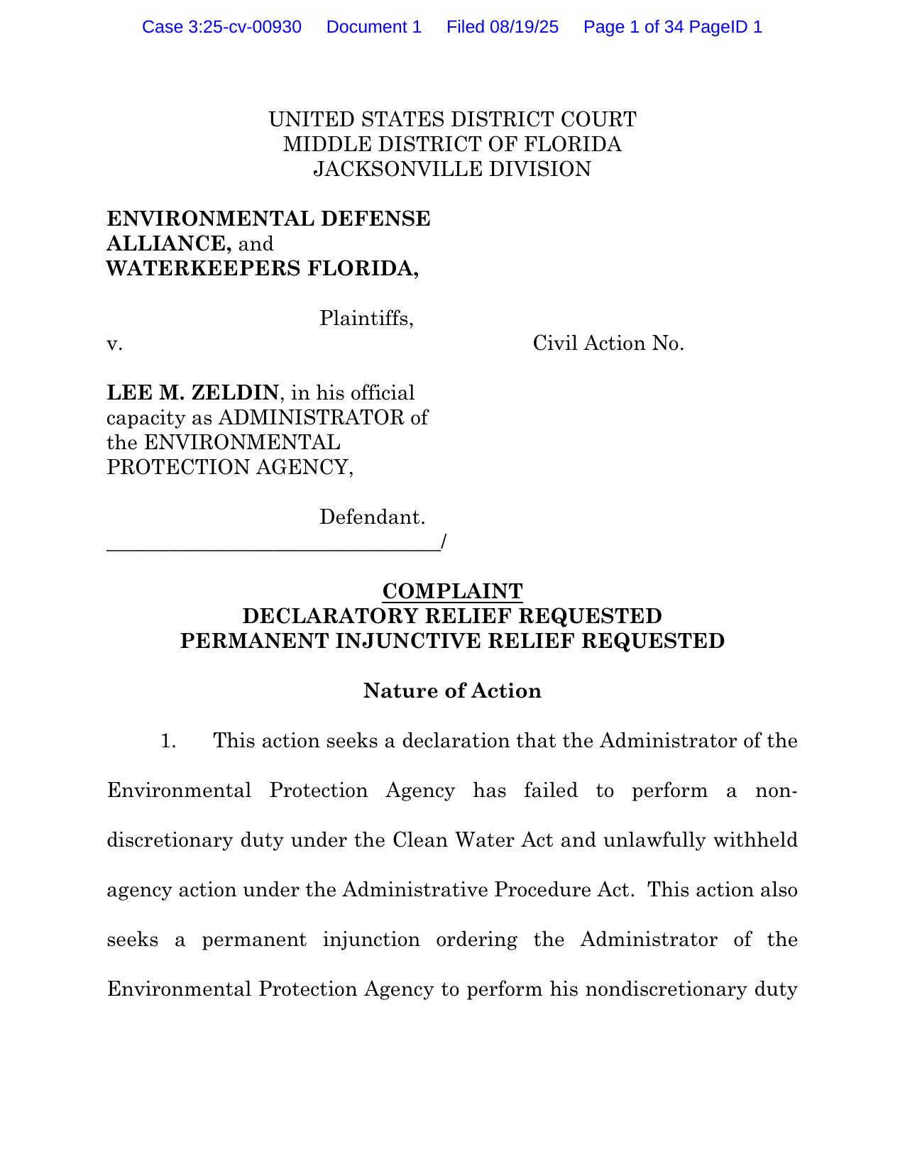 EDA & WKA v. Lee M. Zeldin, U.S. EPA Administrator