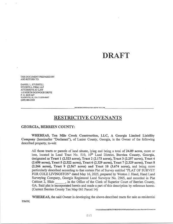 [Restrictive Covenants]