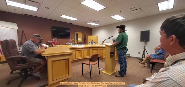 [Movie: Austin Nash: Was Erosion and Sediment Control Plan submitted?, 2025-08-21 --jsq for WWALS]