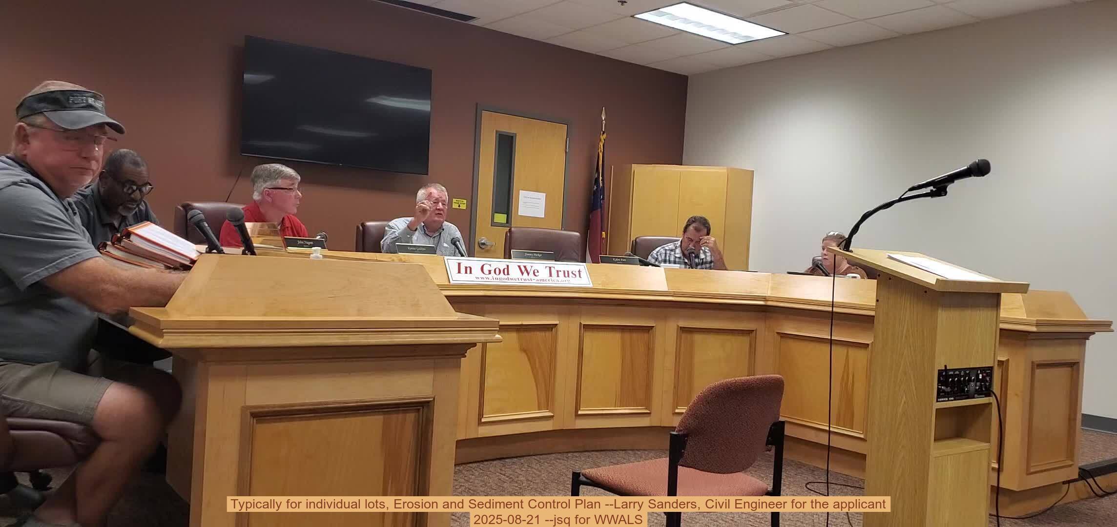 Movie: Typically for individual lots, Erosion and Sediment Control Plan --Larry Sanders, Civil Engineer for the applicant, 2025-08-21 --jsq for WWALS