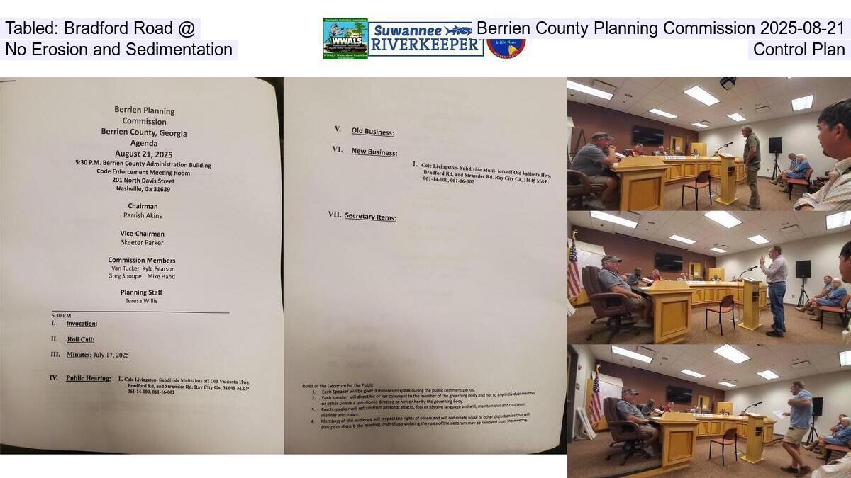 Tabled: Bradford Road @ Berrien County Planning Commission 2025-08-21, No Erosion and Sedimentation Control Plan