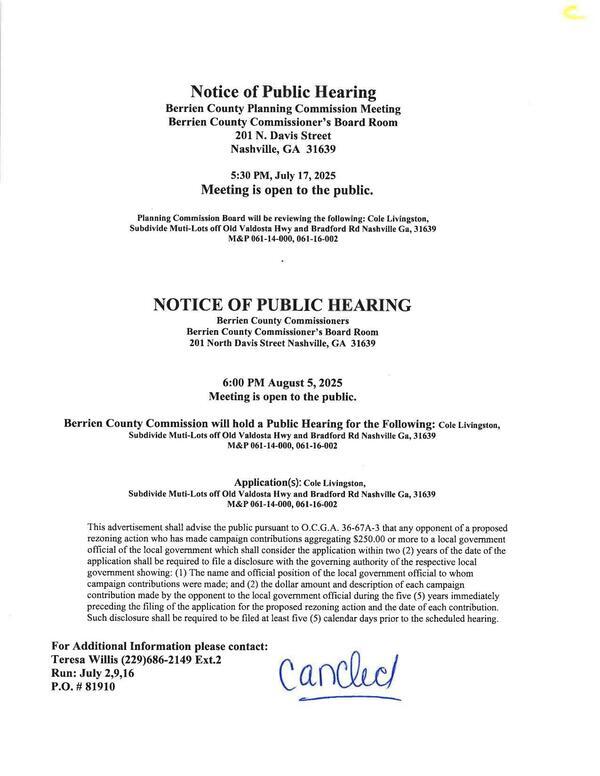 Public Notice for 2025-07-17 Public Hearing (cancelled)