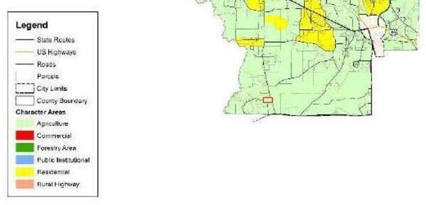 [Map: Bradford Road Development in detail of Berrien County Character Area]