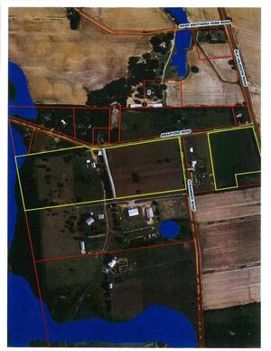 [Map: Aerial, recently purchased tracts in yellow]