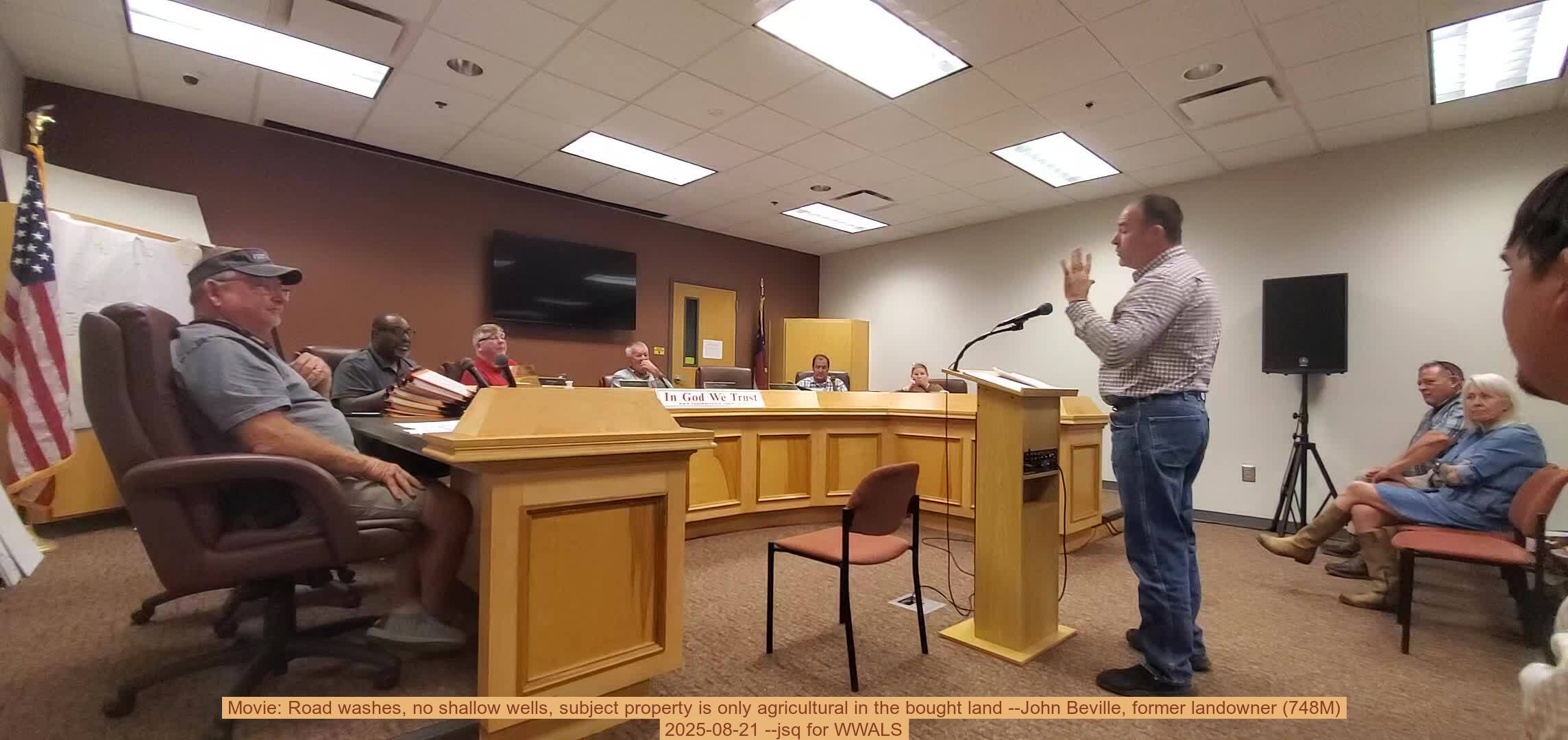 Movie: Road washes, no shallow wells, subject property is only agricultural in the bought land --John Beville, former landowner (748M) 2025-08-21 --jsq for WWALS
