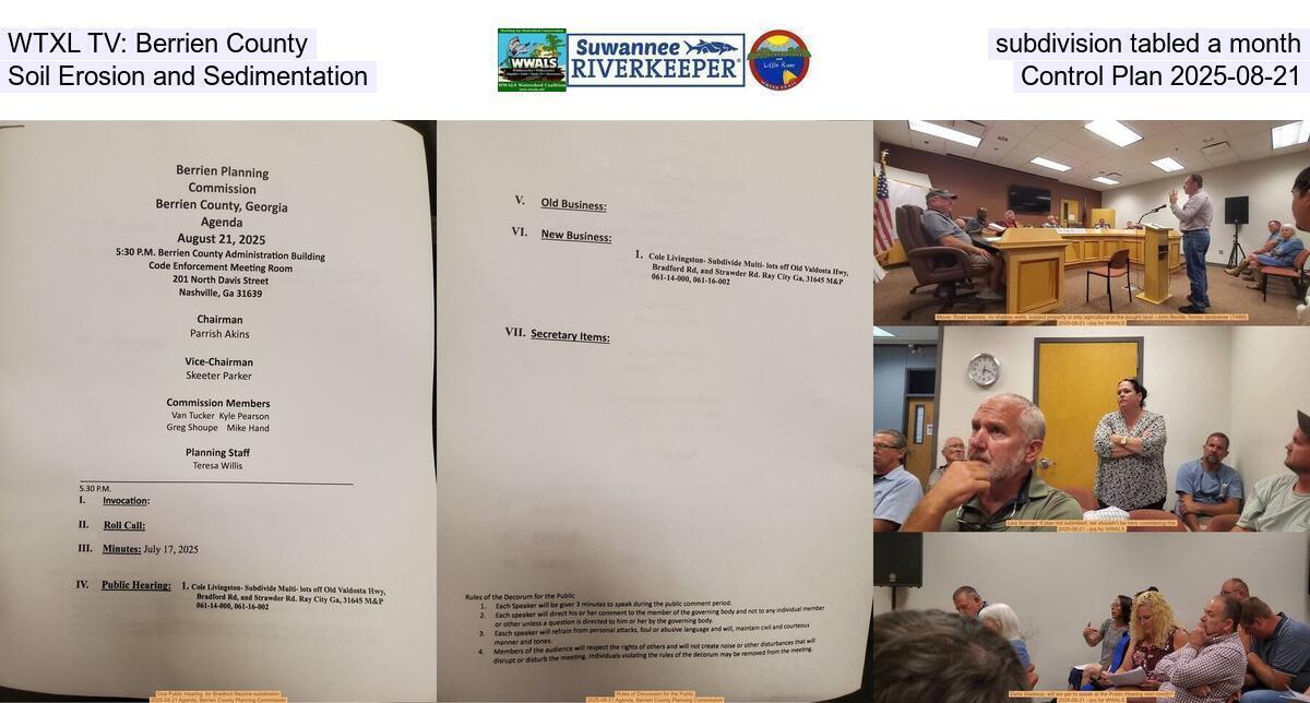 WTXL TV: Berrien County subdivision tabled a month, Soil Erosion and Sedimentation Control Plan 2025-08-21