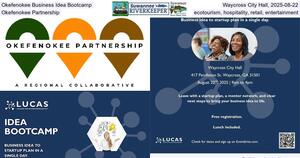 [Okefenokee Business Idea Bootcamp, Waycross City Hall, 2025-08-22, Okefenokee Partnership, ecotourism, hospitality, retail, entertainment]