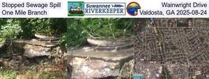 [Stopped Sewage Spill, Wainwright Drive, One Mile Branch, Valdosta, GA 2025-08-24]