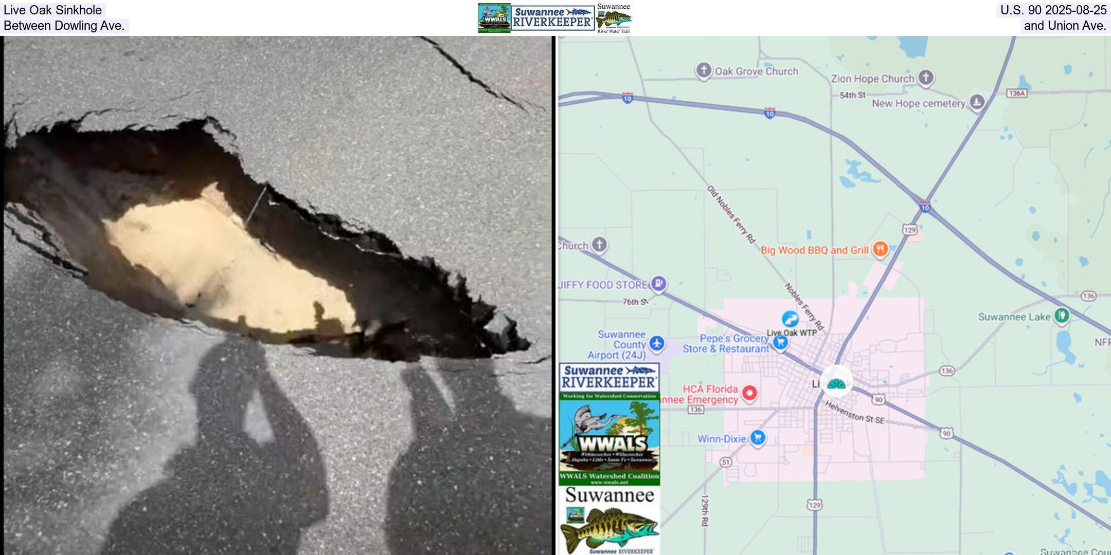 Live Oak Sinkhole, U.S. 90, 2025-08-25, Between Dowling Ave. and Union Ave.