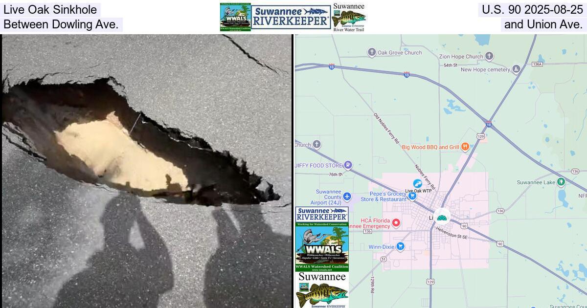 [Live Oak Sinkhole, U.S. 90, 2025-08-25, Between Dowling Ave. and Union Ave.]