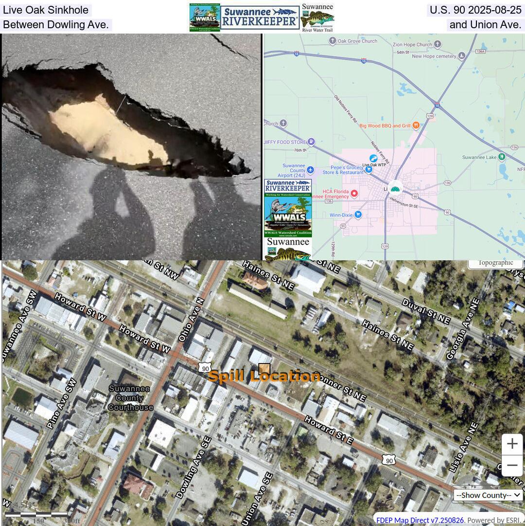 Live Oak Sinkhole, U.S. 90, 2025-08-25, Between Dowling Ave. and Union Ave.