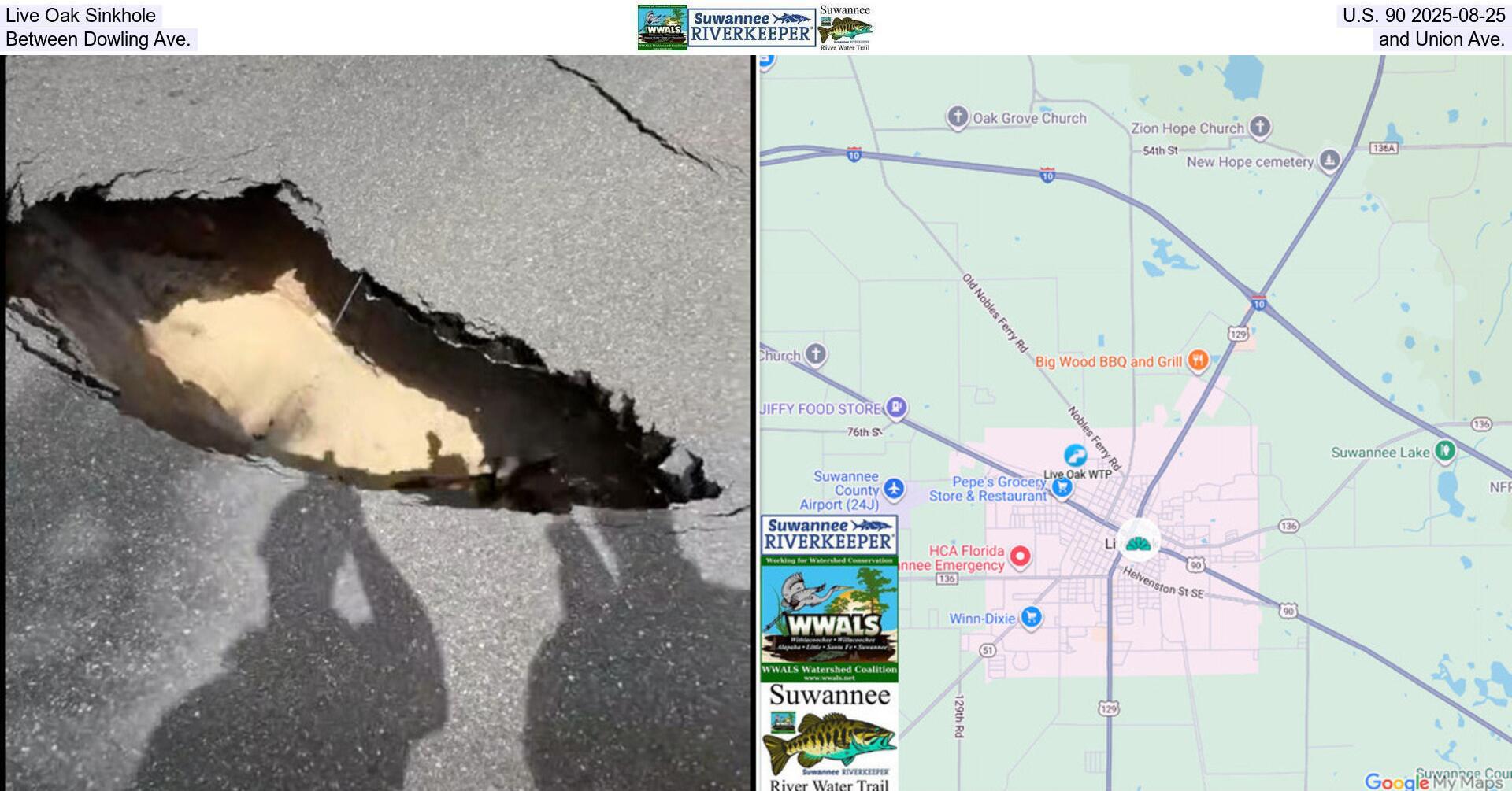 [Live Oak Sinkhole, U.S. 90, 2025-08-25, Between Dowling Ave. and Union Ave.]