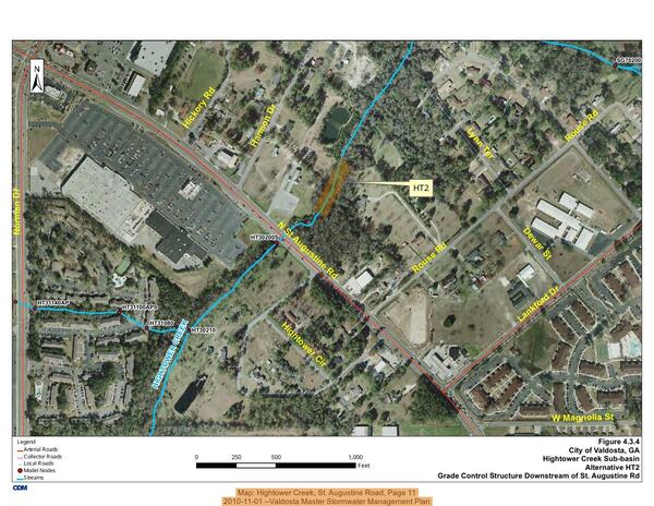 [Map: Hightower Creek, St. Augustine Road, Page 11, 2010-11-01 --Valdosta Master Stormwater Management Plan]