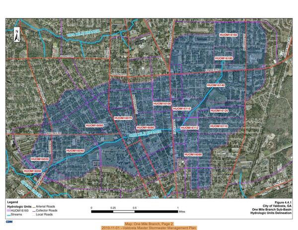 [Map: One Mile Branch, Page 2, 2010-11-01 --Valdosta Master Stormwater Management Plan]
