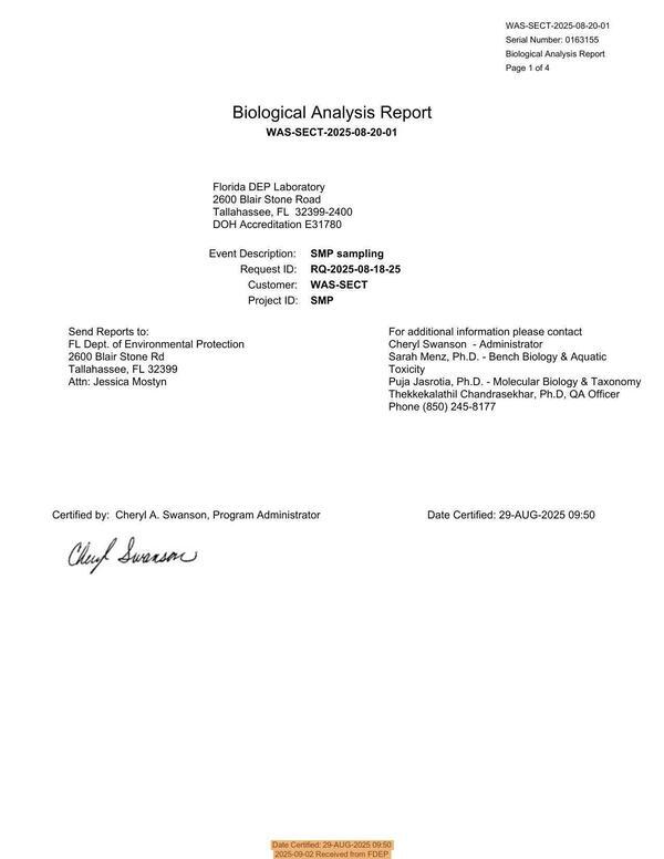 [Date Certified: 29-AUG-2025 09:50, 2025-09-02 Received from FDEP]