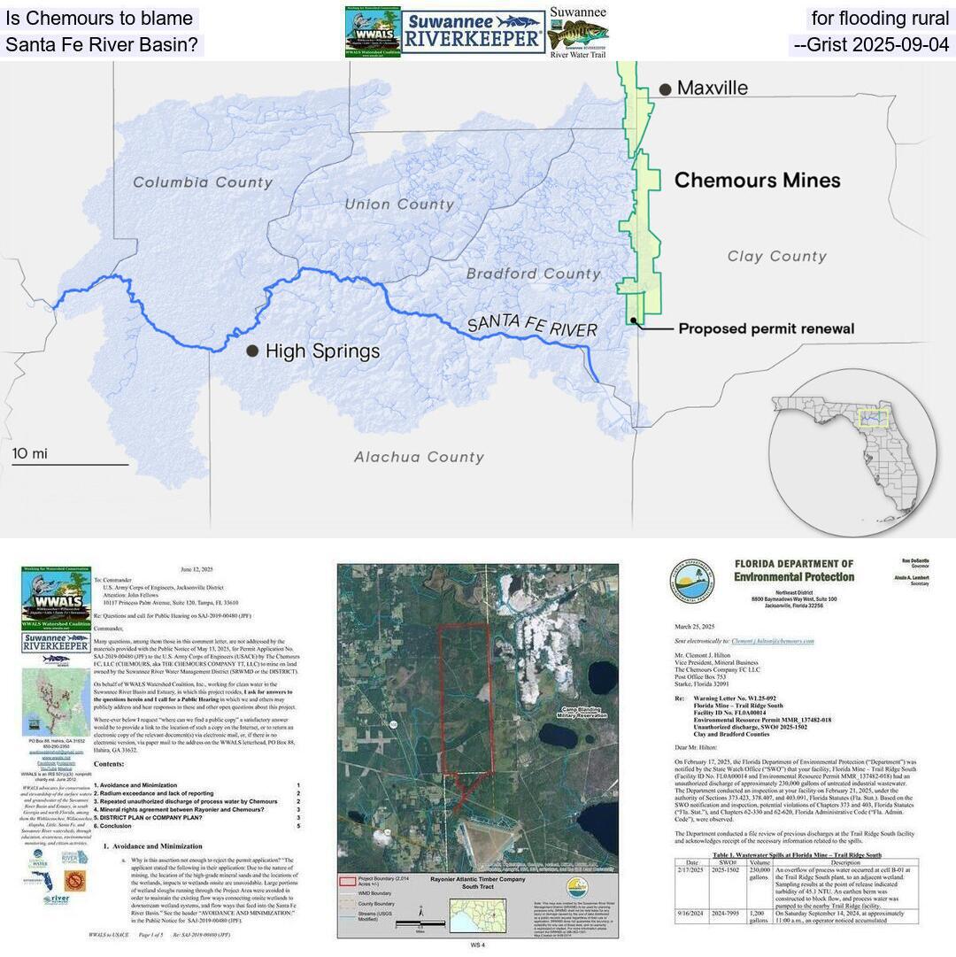 Is Chemours to blame for flooding rural Santa Fe River Basin? --Grist 2025-09-04